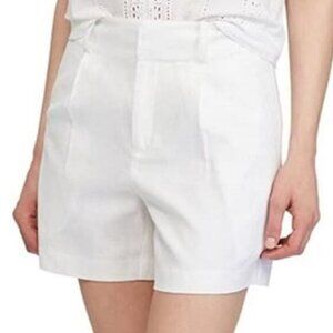 Chaps Linen Blend Pleated Shorts, White, Size 2